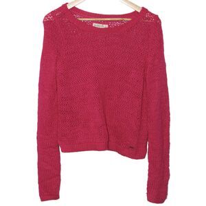 Womens Abercrombie & Fitch Pink Ribbed Knit Long Sleeve Crew Neck Sweater Size M